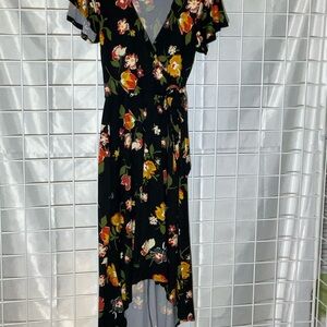 by & by Black Floral High Low Dress
